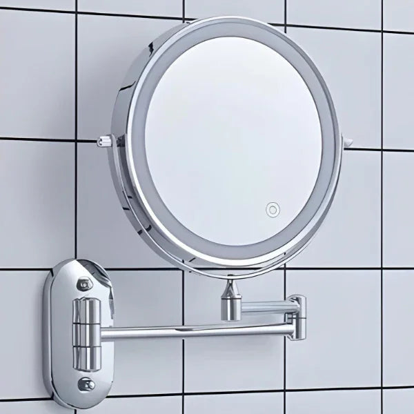 Make-up Mirror LED Magnifying Rechargeable Chrome 20cm Wall Mirror 3 Light Settings | Sansoti
