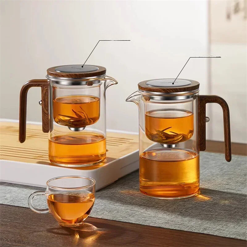 Glazen Theepot met Magnetisch Filtersysteem 520-720ml Hittebestendig Transparant voor Losse Thee Theezetten | Sansoti