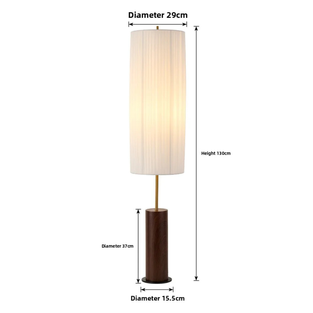 Stehlampe Stoff Holz Eisen 130cm LED E27 Dimmbar, Stehlampe für Wohnzimmer, Schlafzimmer, Leseecke und Büro | Sansoti