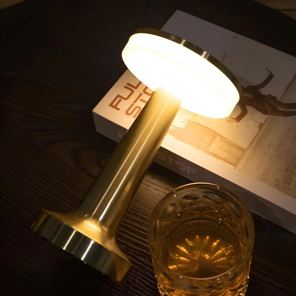 Table Lamp Wireless Rechargeable Dimmable Metal LED 3 Light Colors USB-C Gold Silver Black Retro Restaurant Bar Nightstand Mood Lamp Portable | Sansoti