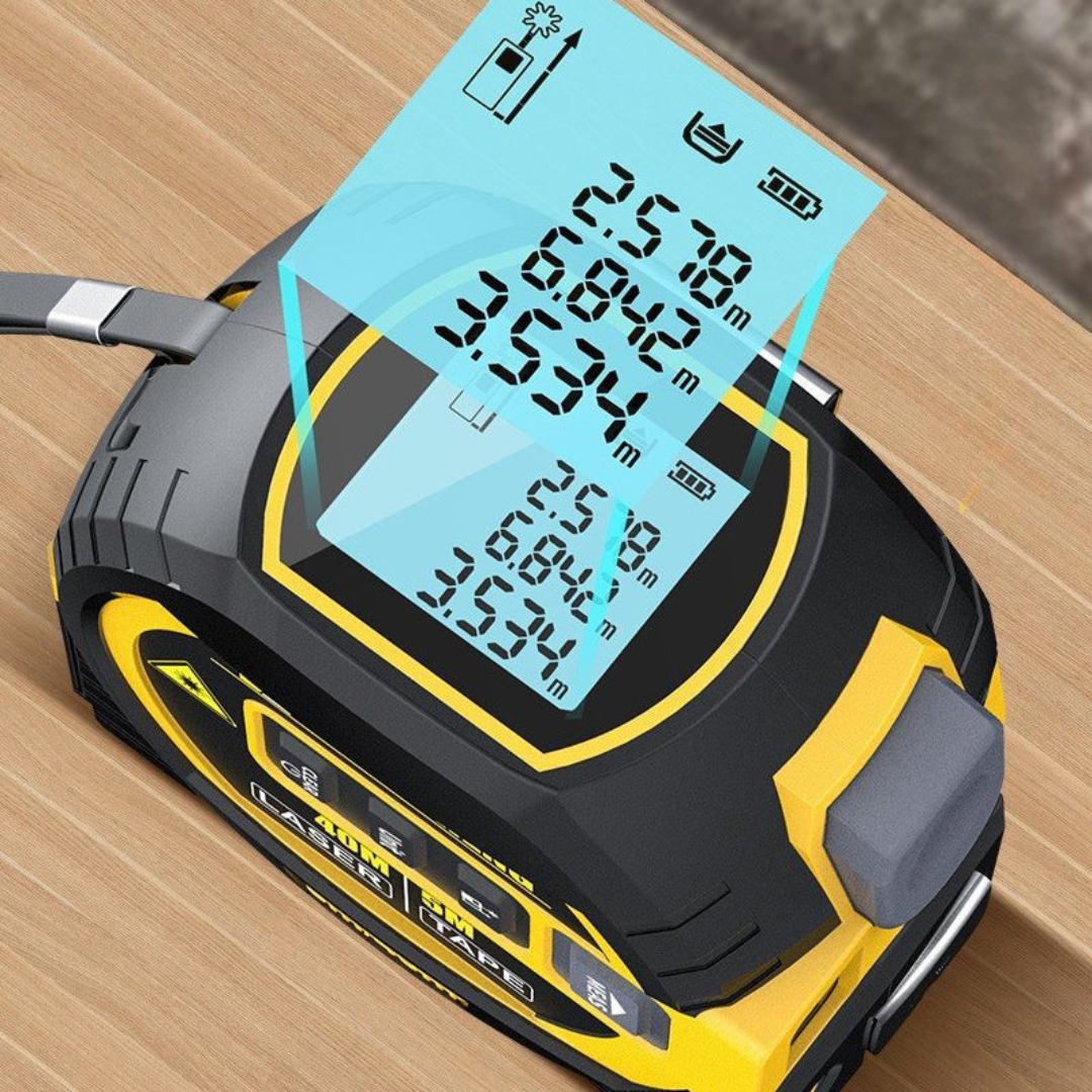 3-in-1 Infrared Laser Tape Measure - Digital Tape with Laser 40m Range - Compact Measuring Tool for Indoor and Outdoor | Sansoti