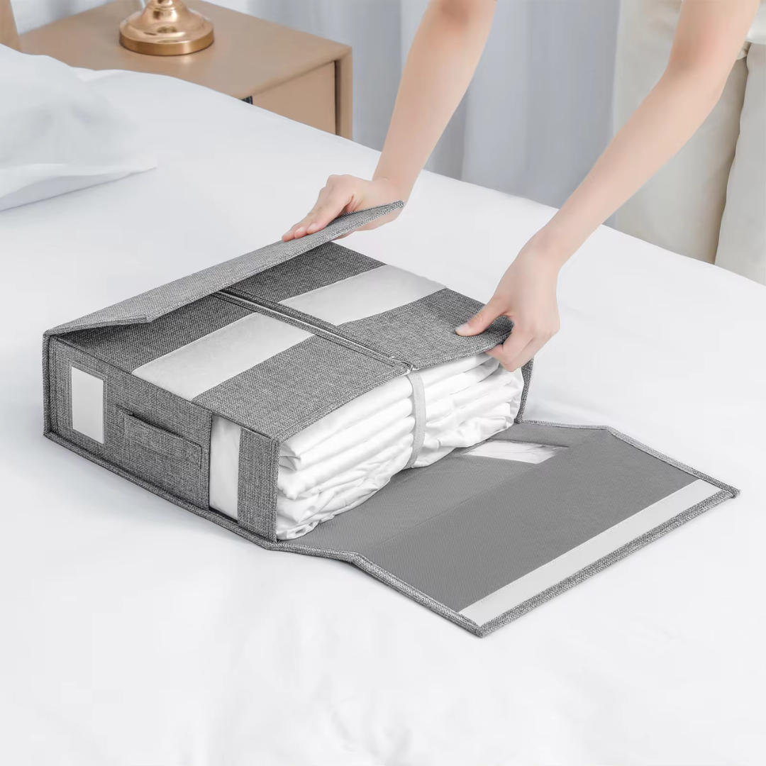 Storage Bag for Bedding - Organized Storage for Sheets, Duvets, and Pillows - Transparent Viewing Window 38×11.5×32cm | Sansoti