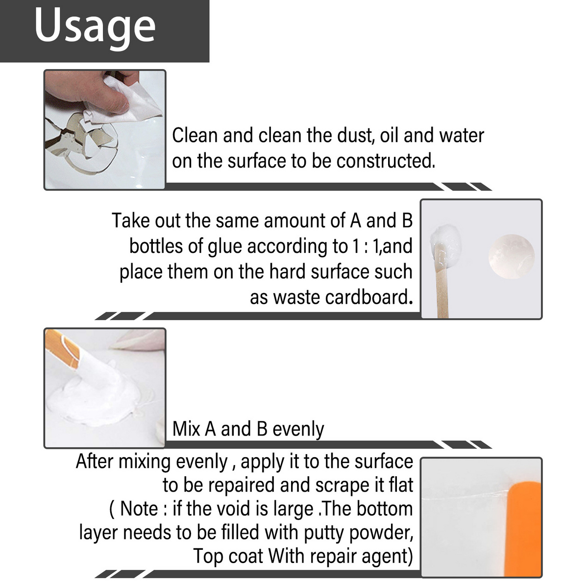 Ceramic Repair Kit for Tiles and Sanitary Ware White Repair Paste Waterproof Durable Two-Component | Sansoti