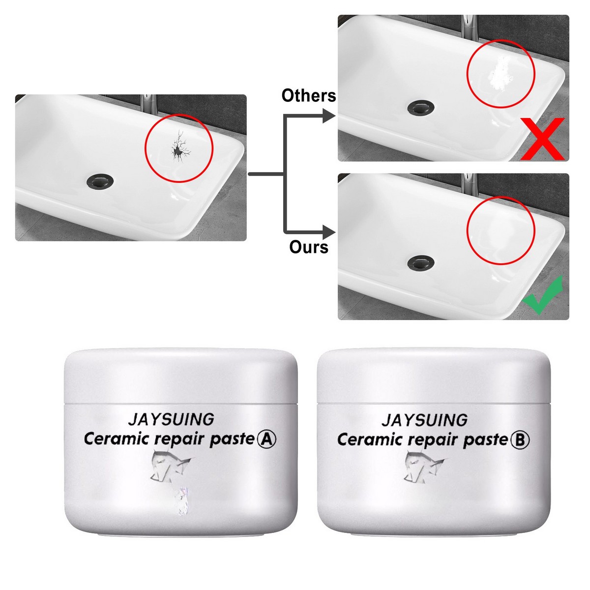 Ceramic Repair Kit for Tiles and Sanitary Ware White Repair Paste Waterproof Durable Two-Component | Sansoti
