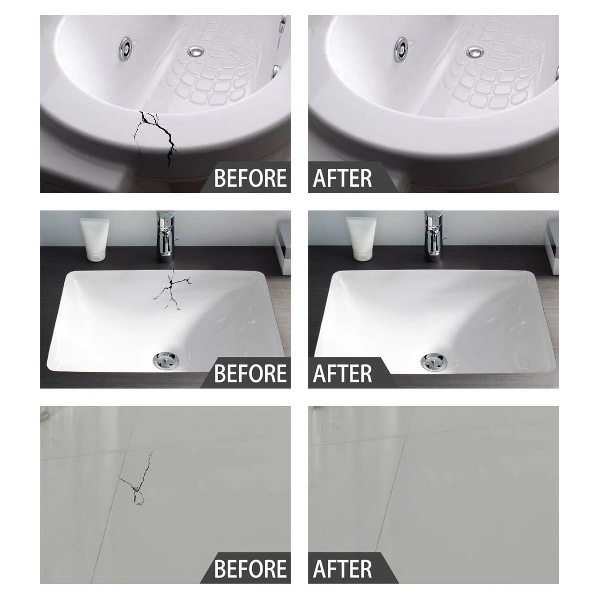 Ceramic Repair Kit for Tiles and Sanitary Ware White Repair Paste Waterproof Durable Two-Component | Sansoti