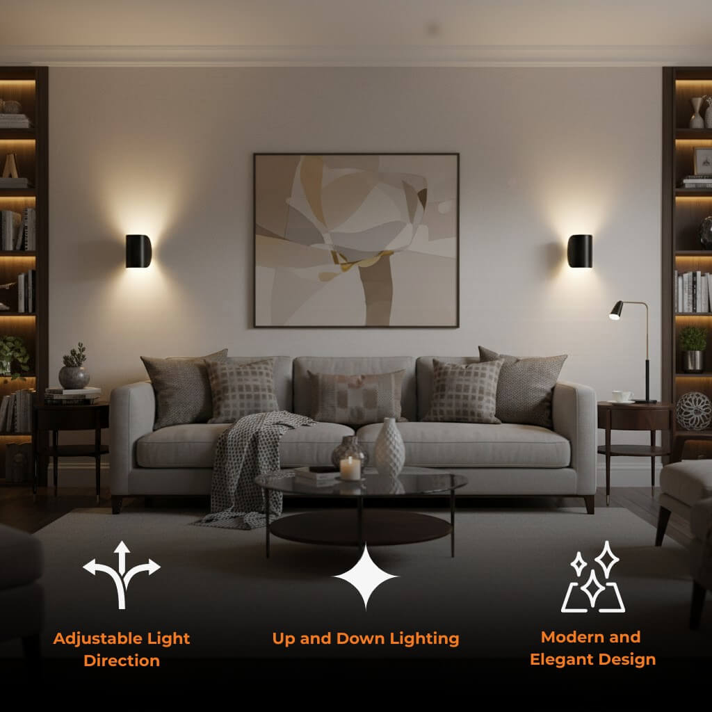 Wandlampe Up Down LED Innen Aluminium Schwarz Weiß G4 | Sansoti