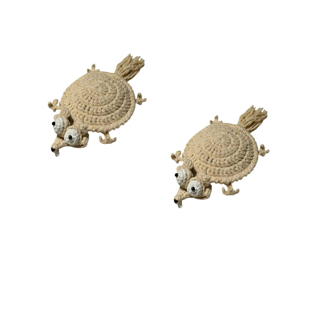 Hand-Crocheted Squirrel Coaster, Set of 2, Tea Mug Table Accessories, Coffee Mug Mat, Teatime | Sansoti