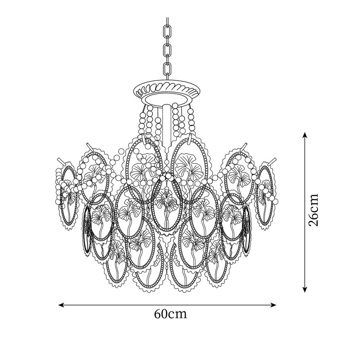 Kronleuchter Glasperlen goldfarbenes Metall mehrlagiges Design E14-Fassung Pendelleuchte Wohnzimmer Esszimmer | Sansoti