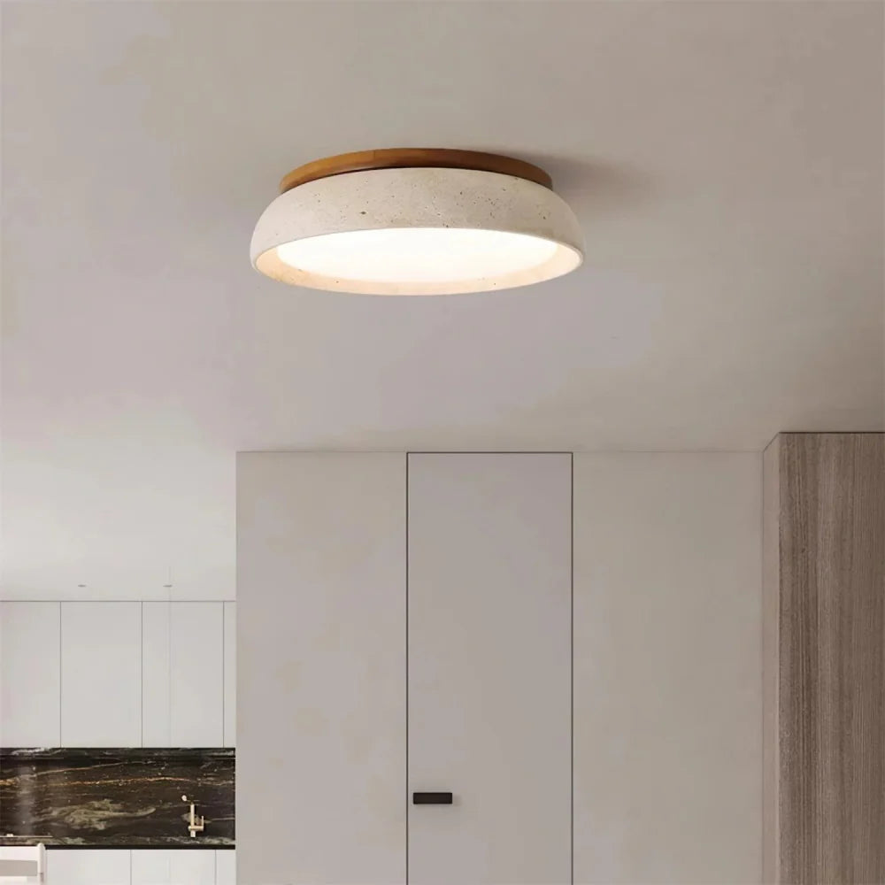 Travertin-Deckenleuchte – Runde LED-Lampe mit Warmem, Diffusem Licht | Sansoti