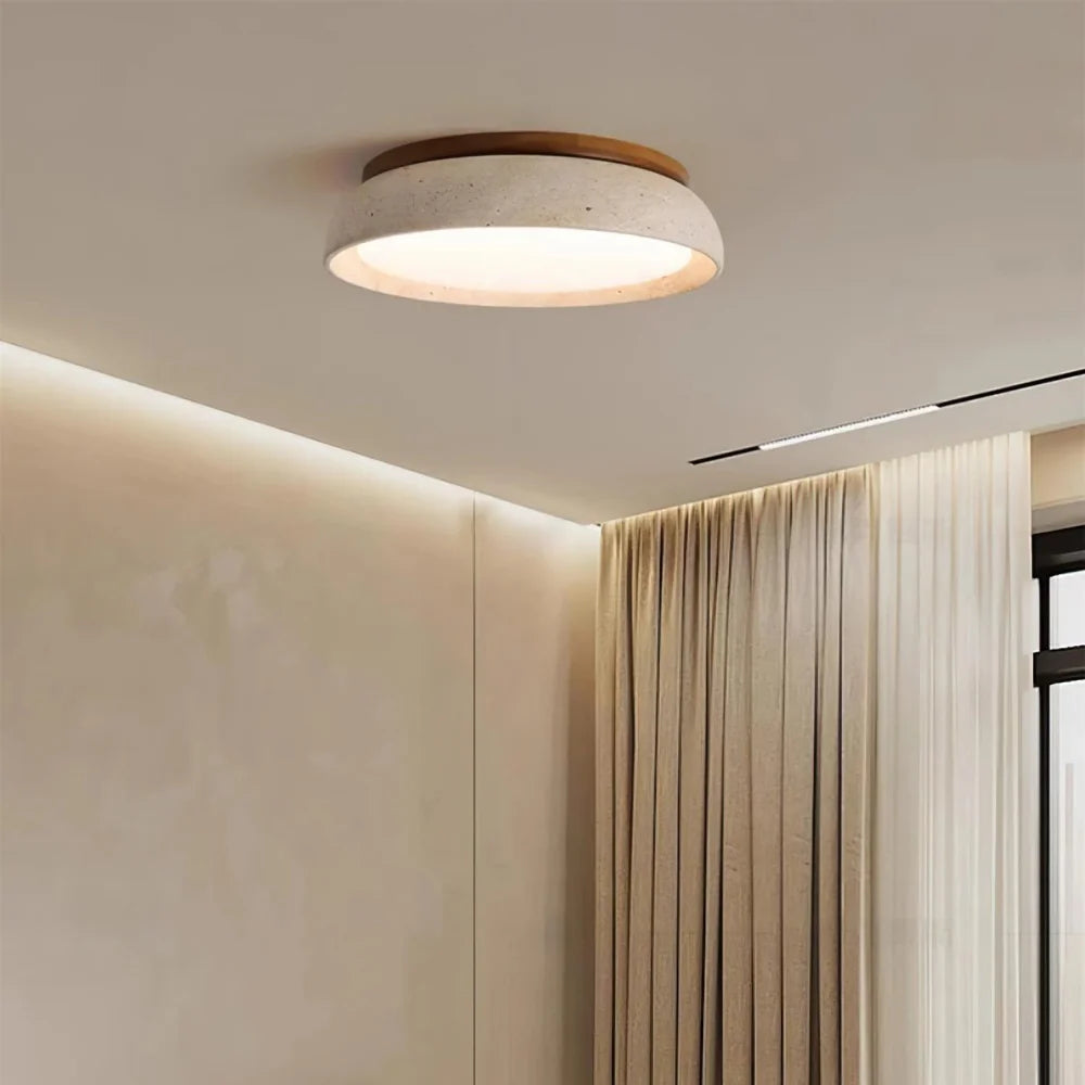 Travertin-Deckenleuchte – Runde LED-Lampe mit Warmem, Diffusem Licht | Sansoti