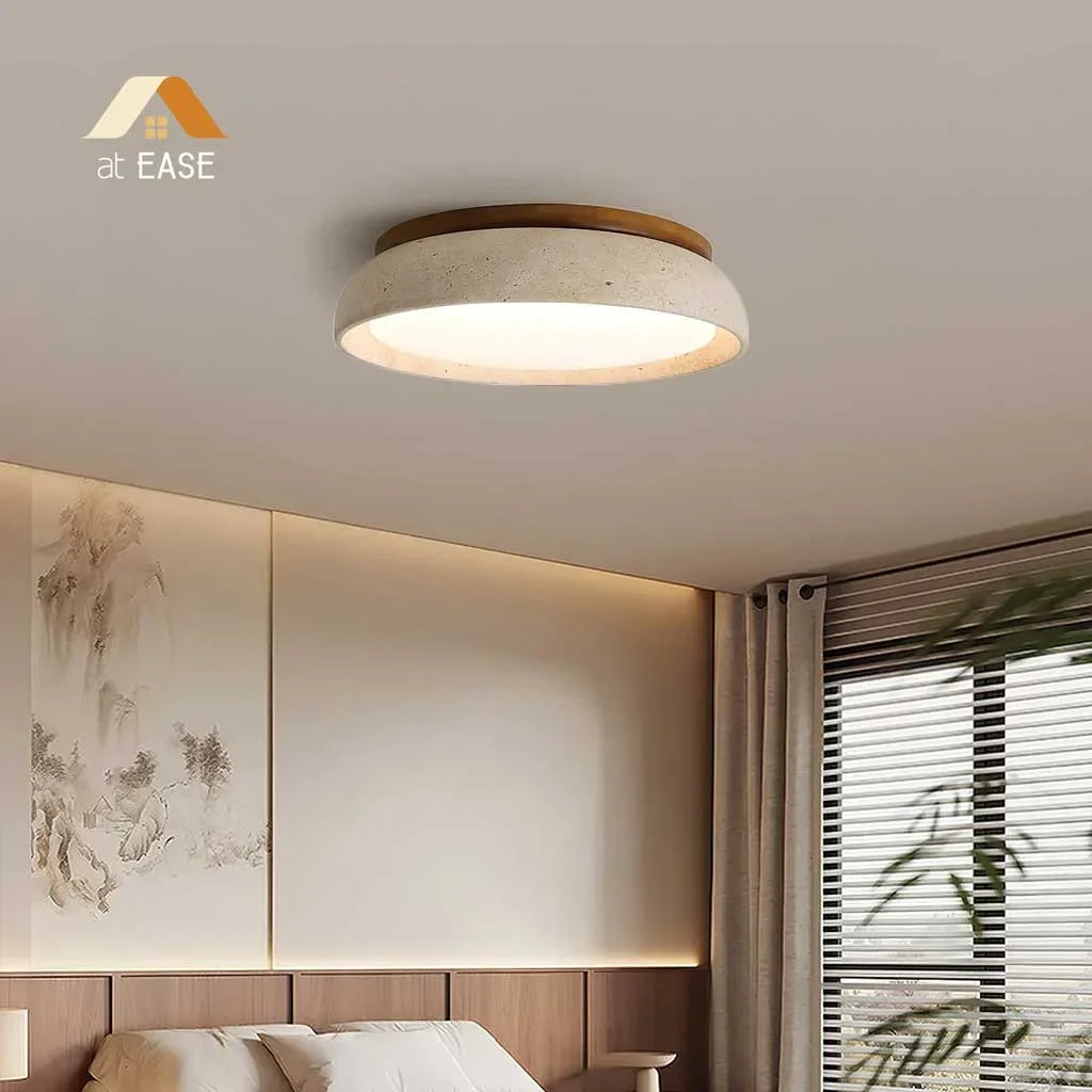 Travertin-Deckenleuchte – Runde LED-Lampe mit Warmem, Diffusem Licht | Sansoti