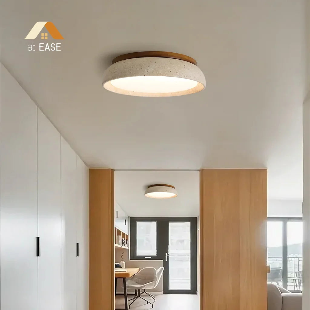 Travertin-Deckenleuchte – Runde LED-Lampe mit Warmem, Diffusem Licht | Sansoti