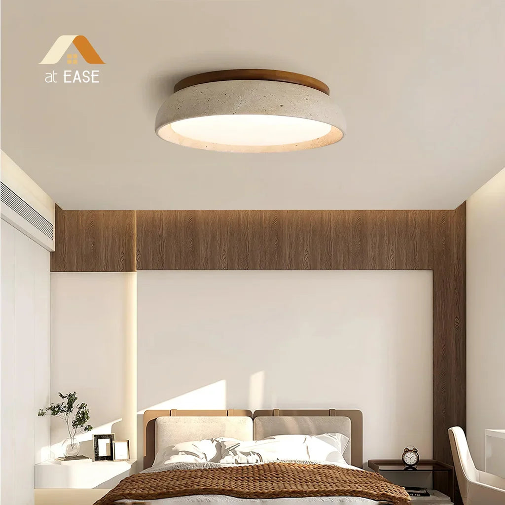 Travertin-Deckenleuchte – Runde LED-Lampe mit Warmem, Diffusem Licht | Sansoti