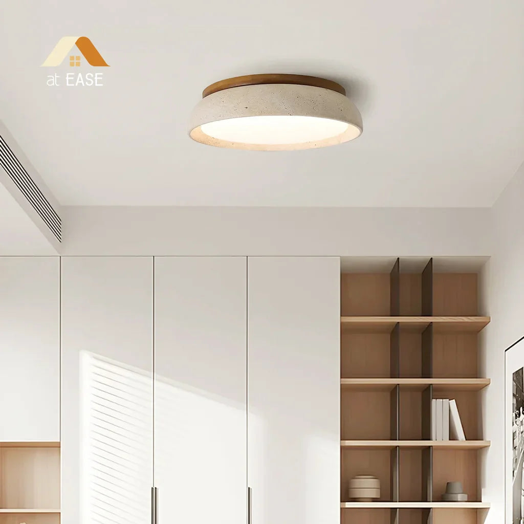 Travertin-Deckenleuchte – Runde LED-Lampe mit Warmem, Diffusem Licht | Sansoti