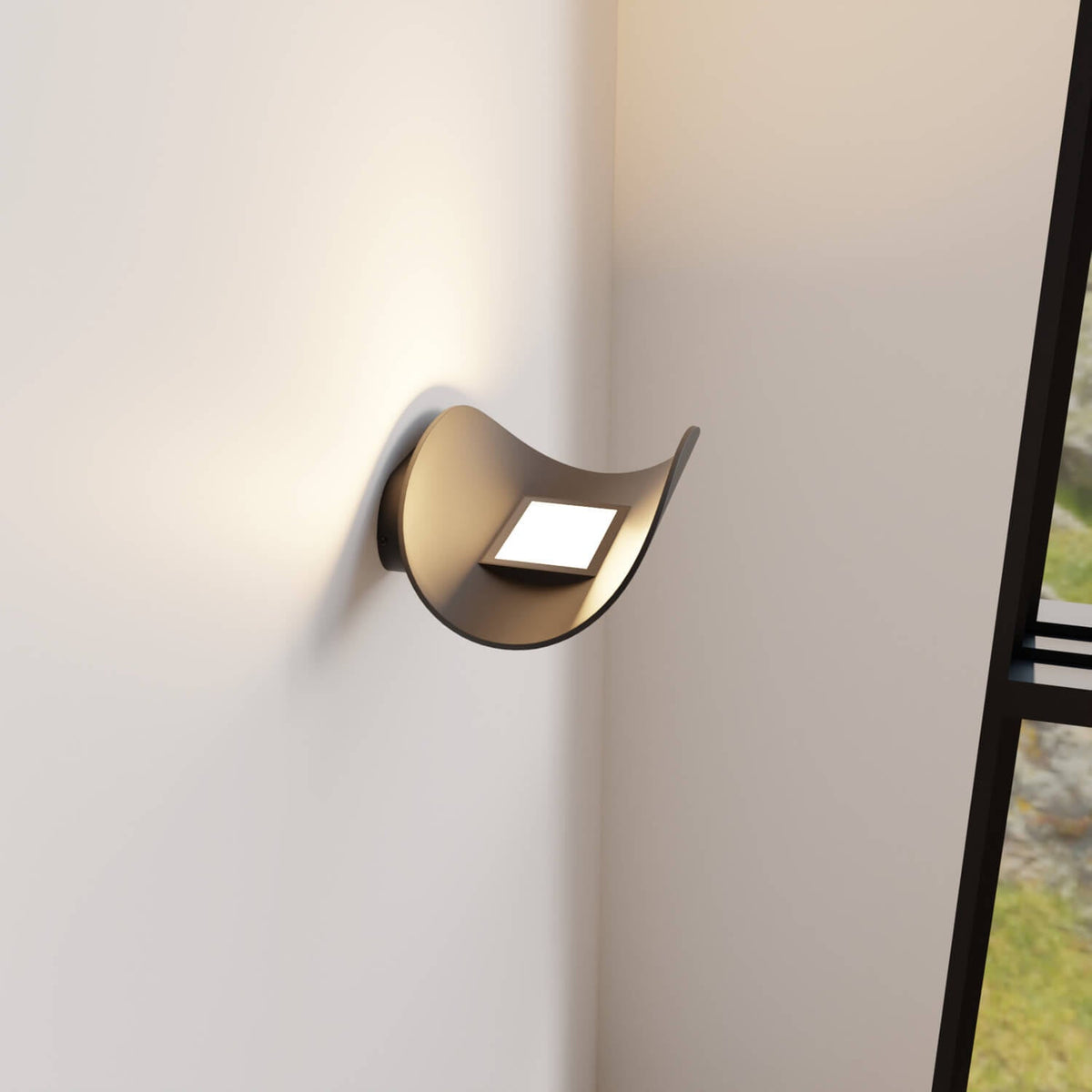 Minimalistische halb-runde LED-Wandleuchte mit warmem indirektem Licht für Innen- und geschützten Außenbereich | Sansoti