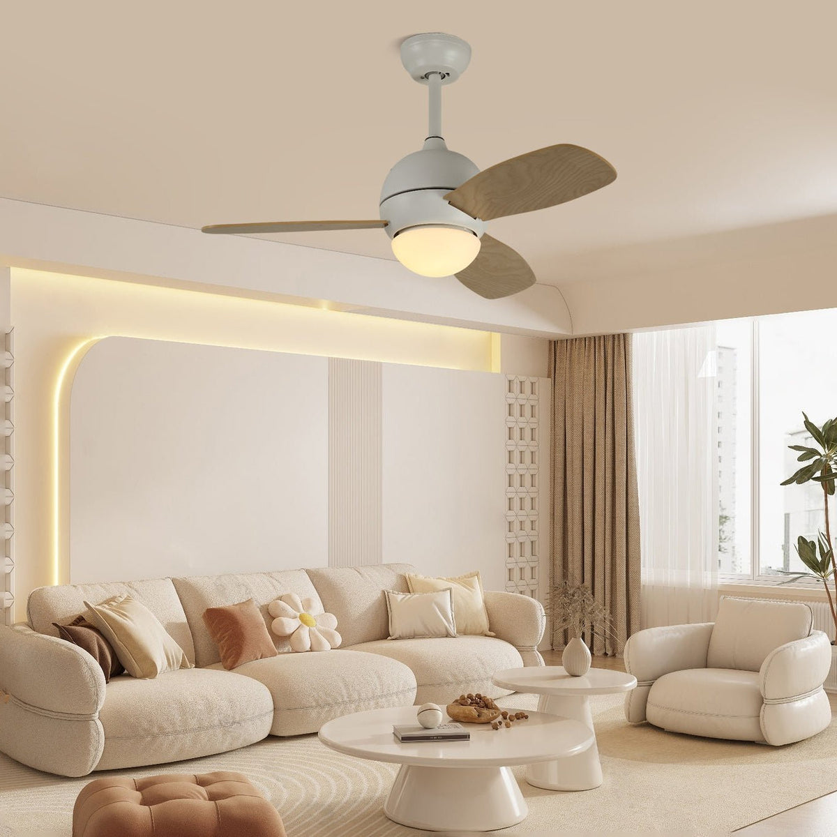 Deckenventilator mit Beleuchtung Minimalistischer Stil 3 Flügel | Sansoti