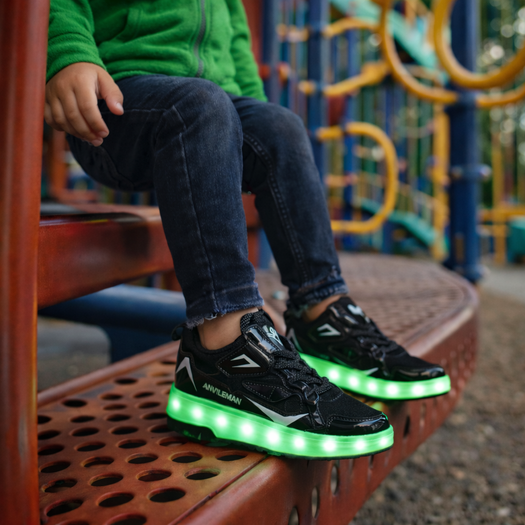 LED Rollschuhe Kinder Synthetisch Rosa mit Beleuchtung Rollschuhe Sneakers mit Rollen zum Spielen im Freien | Sansoti