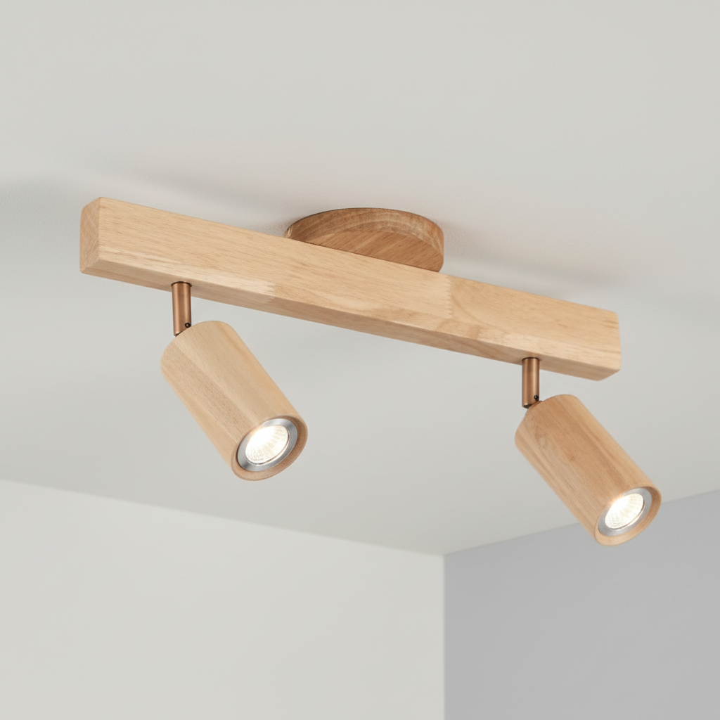 Ceiling Spot Wood Oak GU10 LED Adjustable Living Room Bedroom Surface Mount Spot Natural Wooden Spot Dining Room Japandi | Sansoti