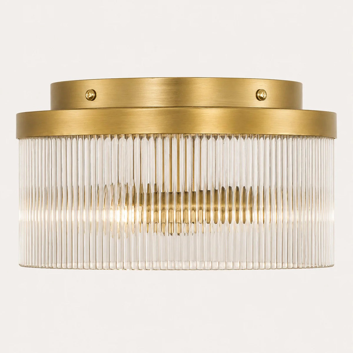 Round Ceiling Lamp with Ribbed Glass and Rustic Finish – Warm Ambient Light for Low Ceilings | Sansoti