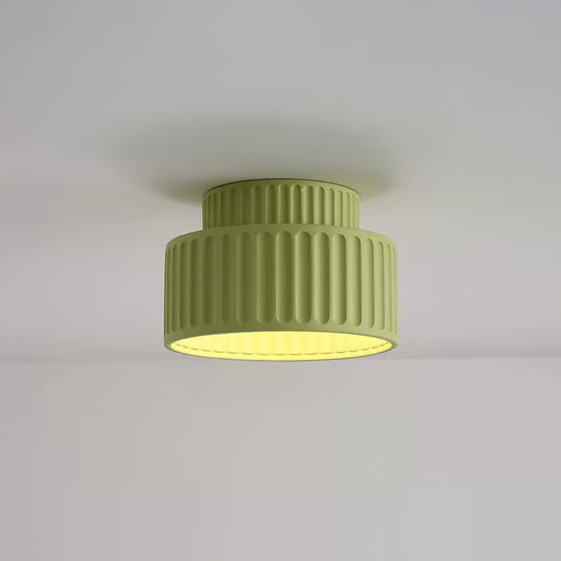 Ceiling Lamp Ribbed Resin E27 White Compact Modern Interior Living Room Kitchen Bedroom Retro Design Ceiling Light | Sansoti