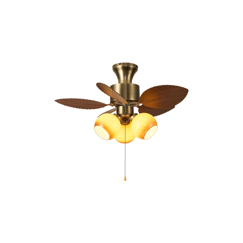Ceiling Fan with Leaf Pattern and Lighting – Adjustable Vintage Style | Sansoti