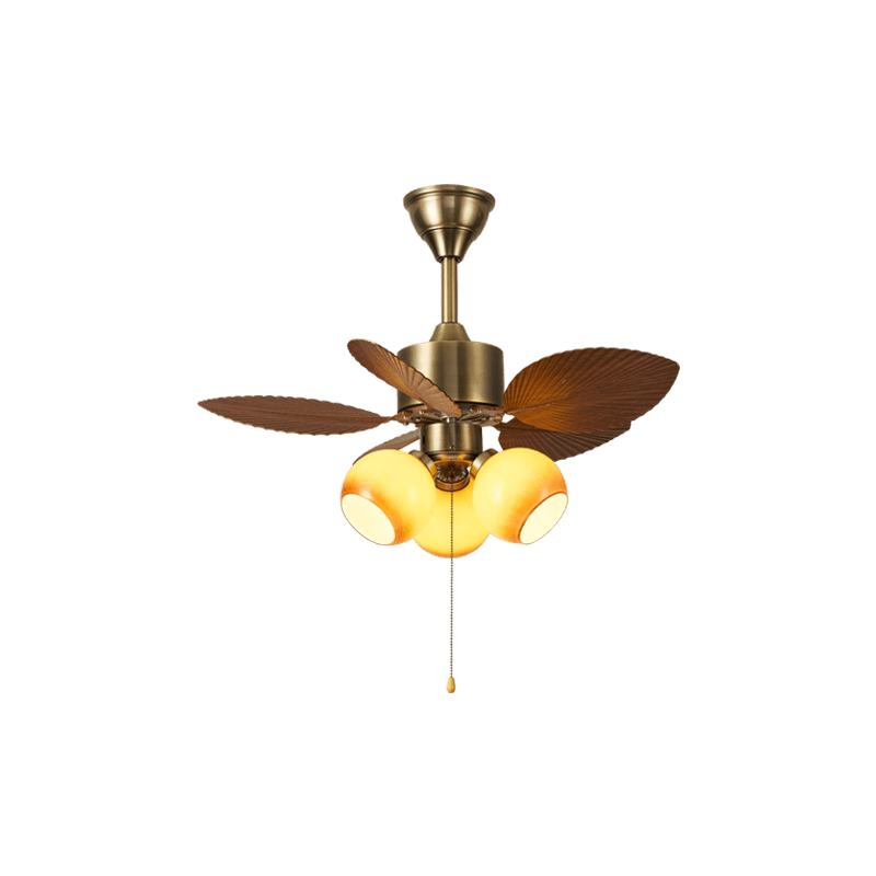Ceiling Fan with Leaf Pattern and Lighting – Adjustable Vintage Style | Sansoti