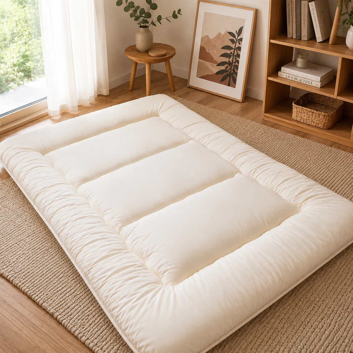 Klappbare Futonmatratze 10 cm dicke japanische Bodenmatte Schlafunterlage Gästebett für Erwachsene und Kinder Komfort | Sansoti