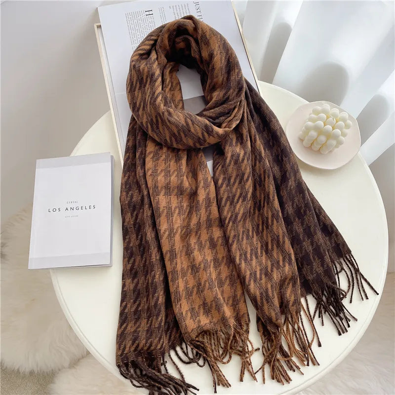 Cashmere Winter Scarf with Classic Plaid Pattern 200x65cm Luxurious Wool Wrap Warm and Stylish for Women and Men | Sansoti