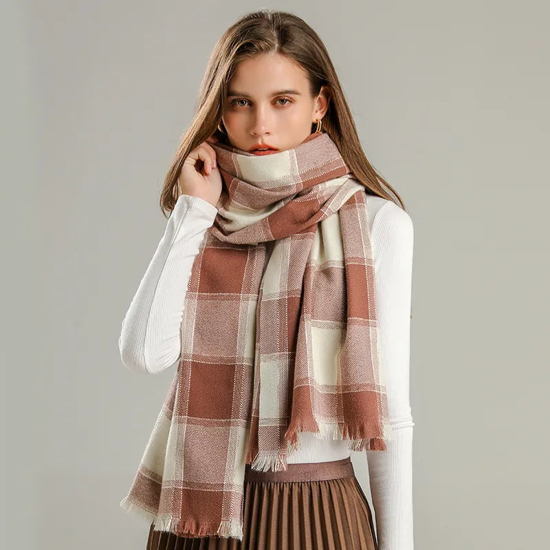 Cashmere Winter Scarf with Classic Plaid Pattern 200x65cm Luxurious Wool Wrap Warm and Stylish for Women and Men | Sansoti