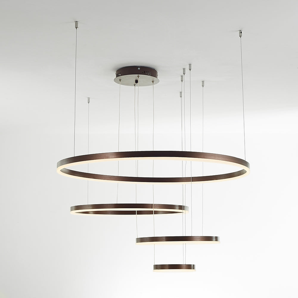 Hängelampe Ring LED rund, Metall, schwarz gold kaffeefarben, dimmbar, Wohnzimmer Schlafzimmer Esszimmer | Sansoti