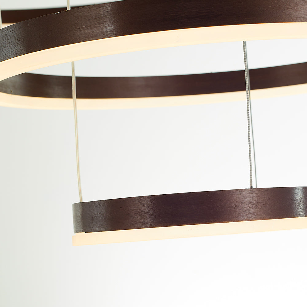 Modern Circular Pendant Light Metal LED Dimmable Black Gold Brown Living Room Dining Room Bedroom Adjustable | Sansoti