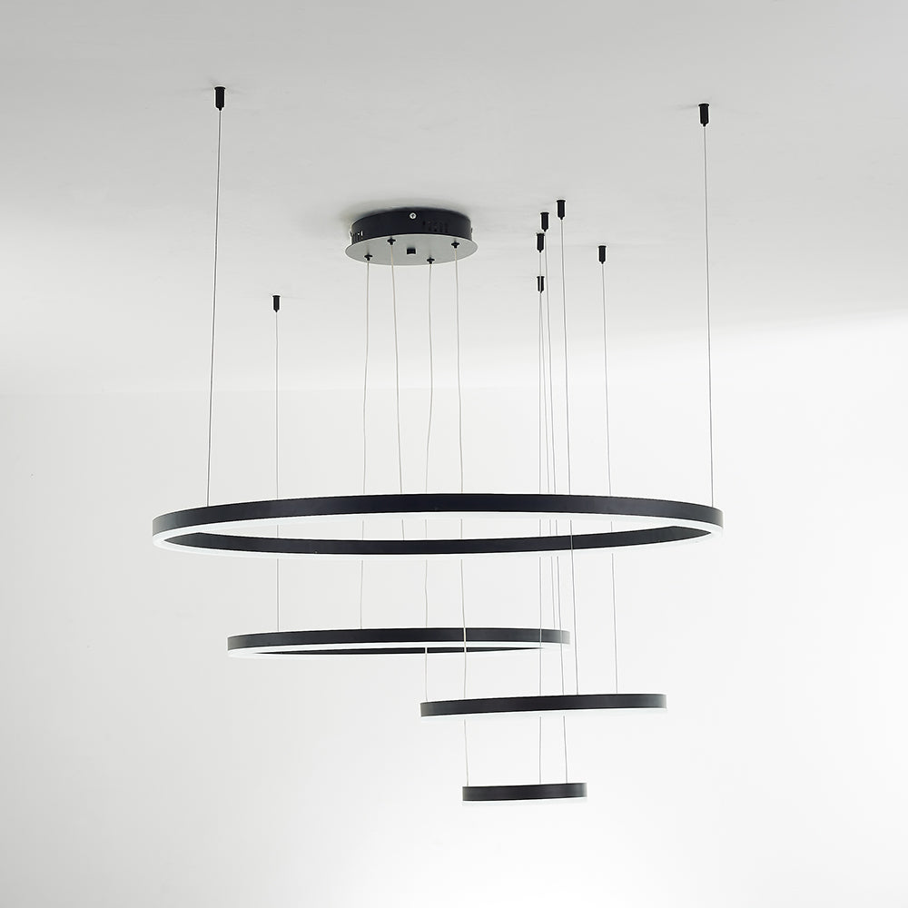 Hängelampe Ring LED rund, Metall, schwarz gold kaffeefarben, dimmbar, Wohnzimmer Schlafzimmer Esszimmer | Sansoti