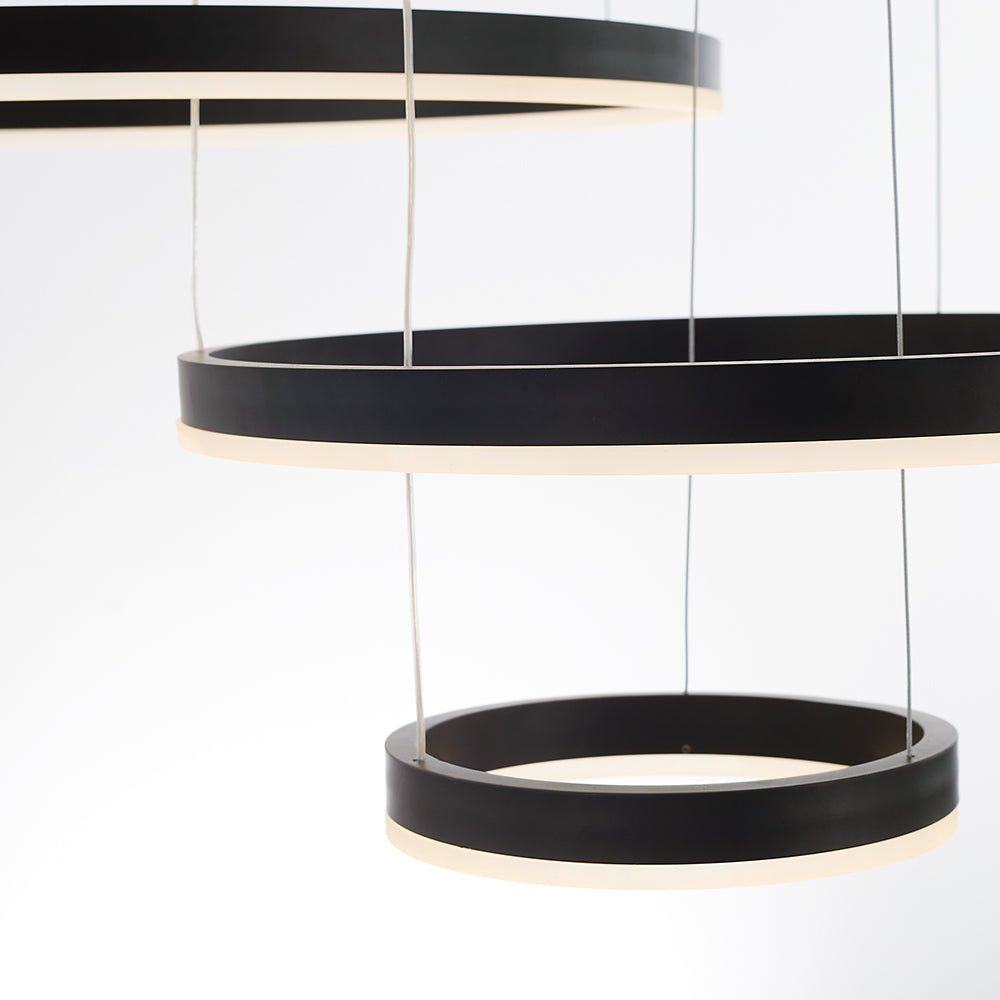 Hängelampe Ring LED rund, Metall, schwarz gold kaffeefarben, dimmbar, Wohnzimmer Schlafzimmer Esszimmer | Sansoti