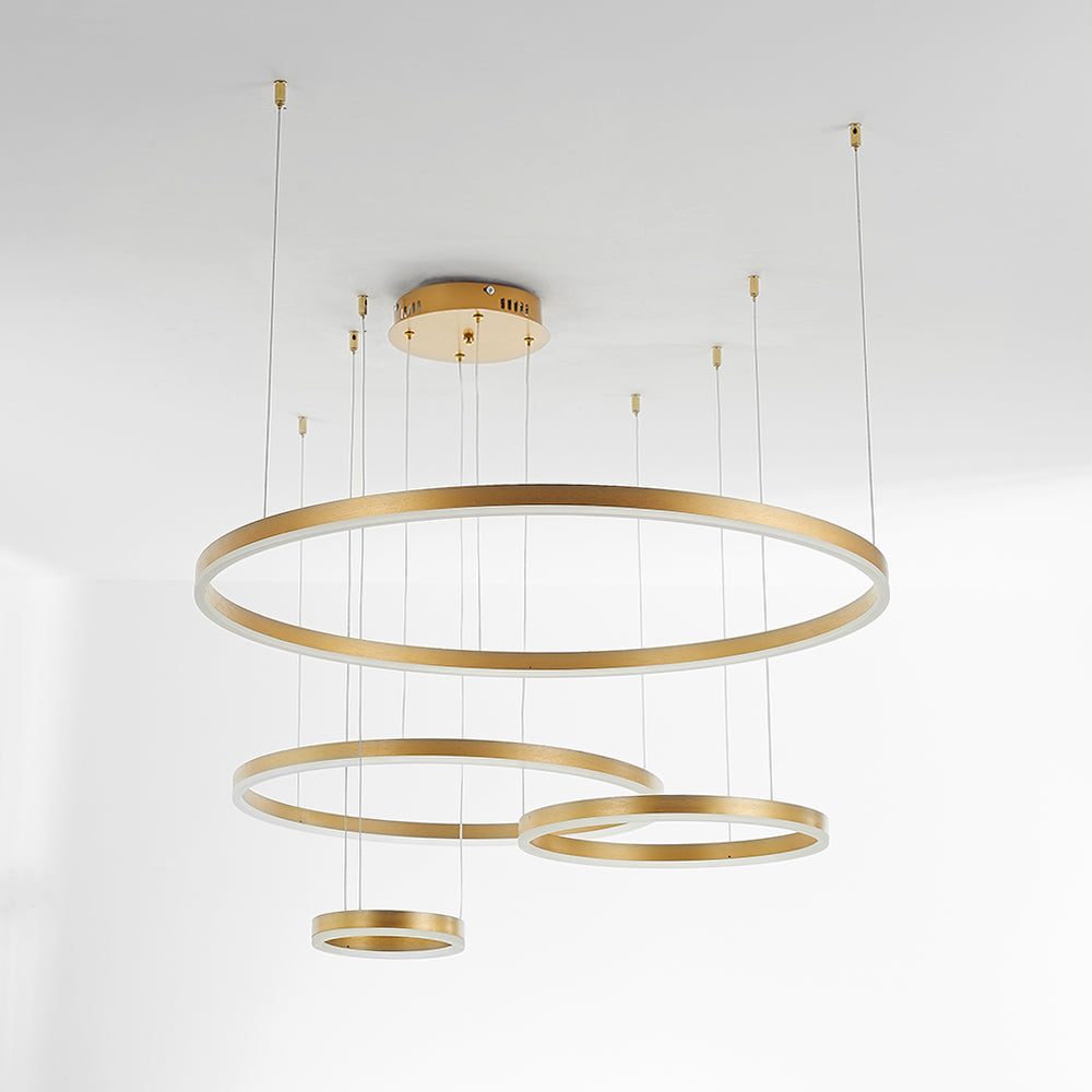 Hängelampe Ring LED rund, Metall, schwarz gold kaffeefarben, dimmbar, Wohnzimmer Schlafzimmer Esszimmer | Sansoti