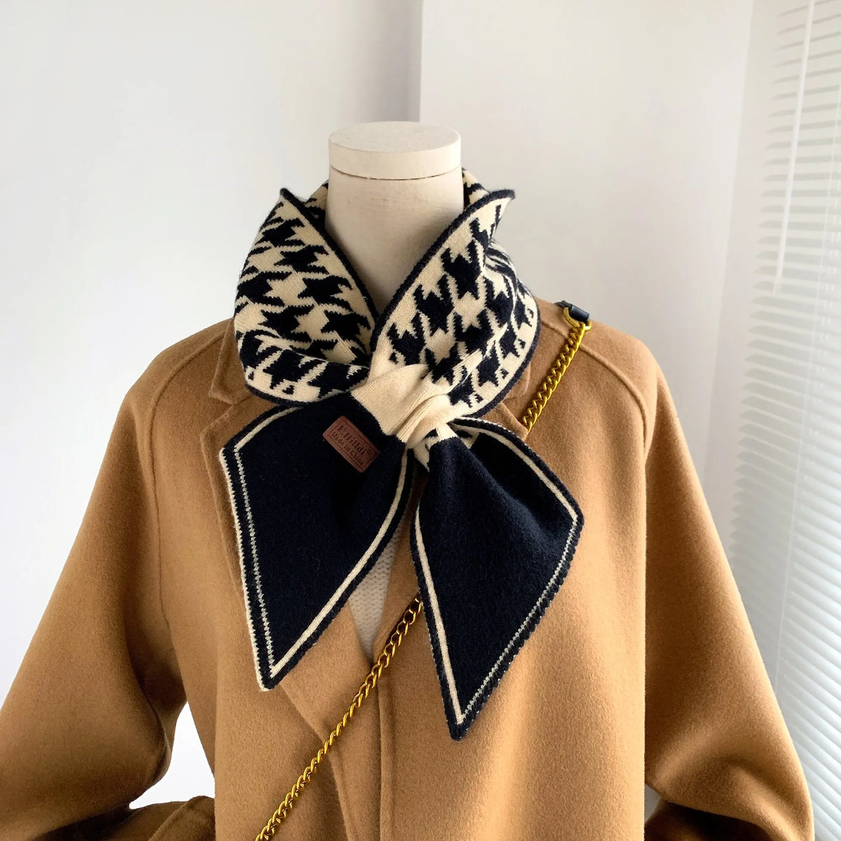Cashmere Neck Scarf 95x12cm Knitted Pattern Women's Men's Winter Scarf Narrow Warm Wool Accent Luxury Winter Accessory | Sansoti
