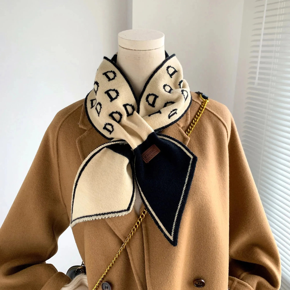 Cashmere Neck Scarf 95x12cm Knitted Pattern Women's Men's Winter Scarf Narrow Warm Wool Accent Luxury Winter Accessory | Sansoti