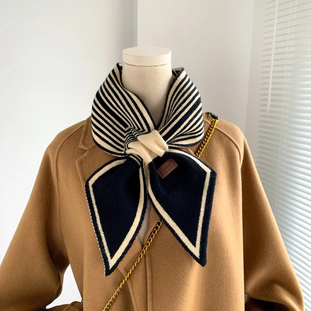 Cashmere Neck Scarf 95x12cm Knitted Pattern Women's Men's Winter Scarf Narrow Warm Wool Accent Luxury Winter Accessory | Sansoti