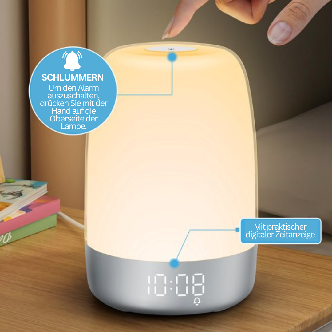 Wake-up Light with Nature Sounds and Sunrise Simulation – Rechargeable USB-C Night Light with Dimmable Warm Light | Sansoti