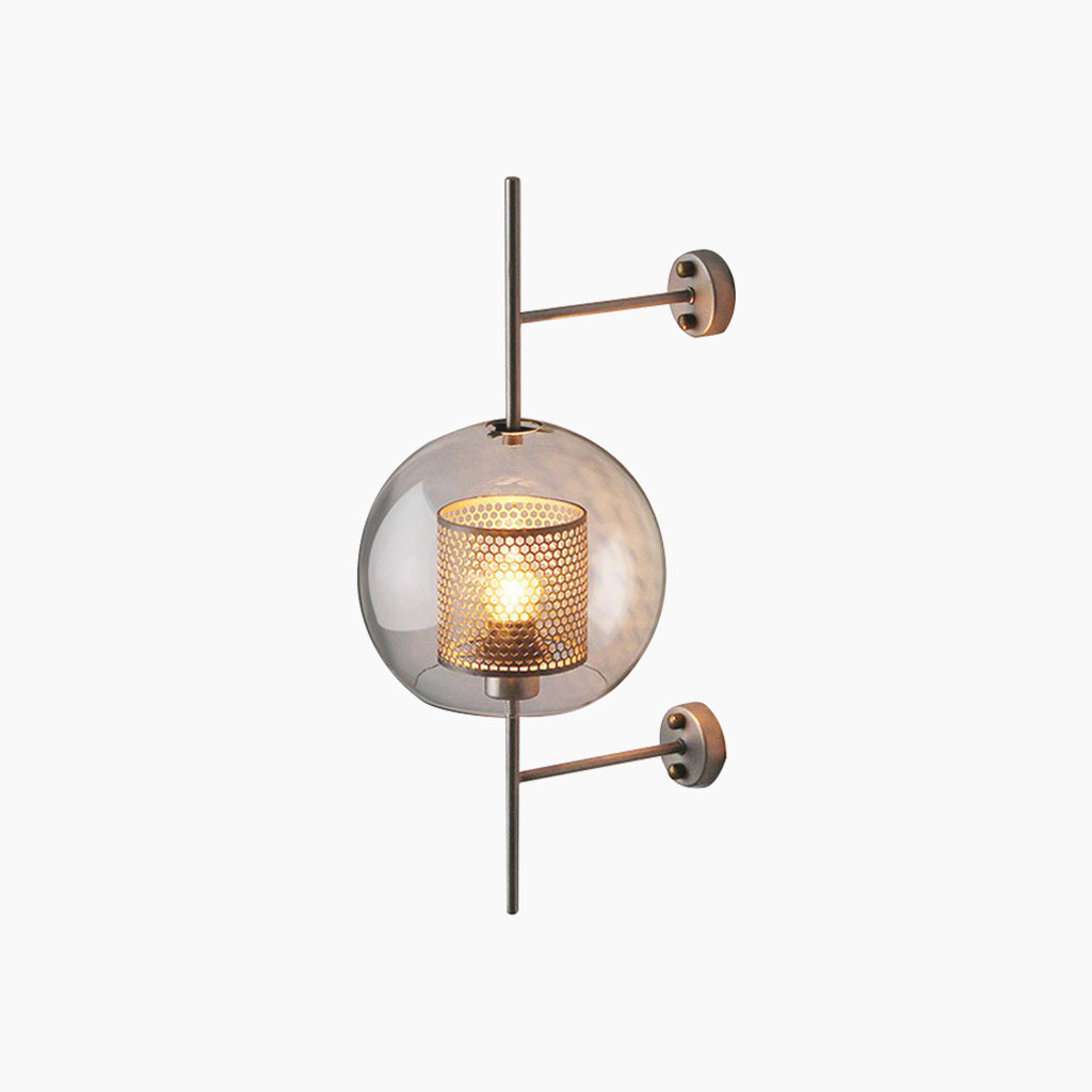 Wandlamp Glazen Cilinder met Geperforeerde Messing Kap Modern Design Warm Licht Sfeerverlichting Woonkamer | Sansoti