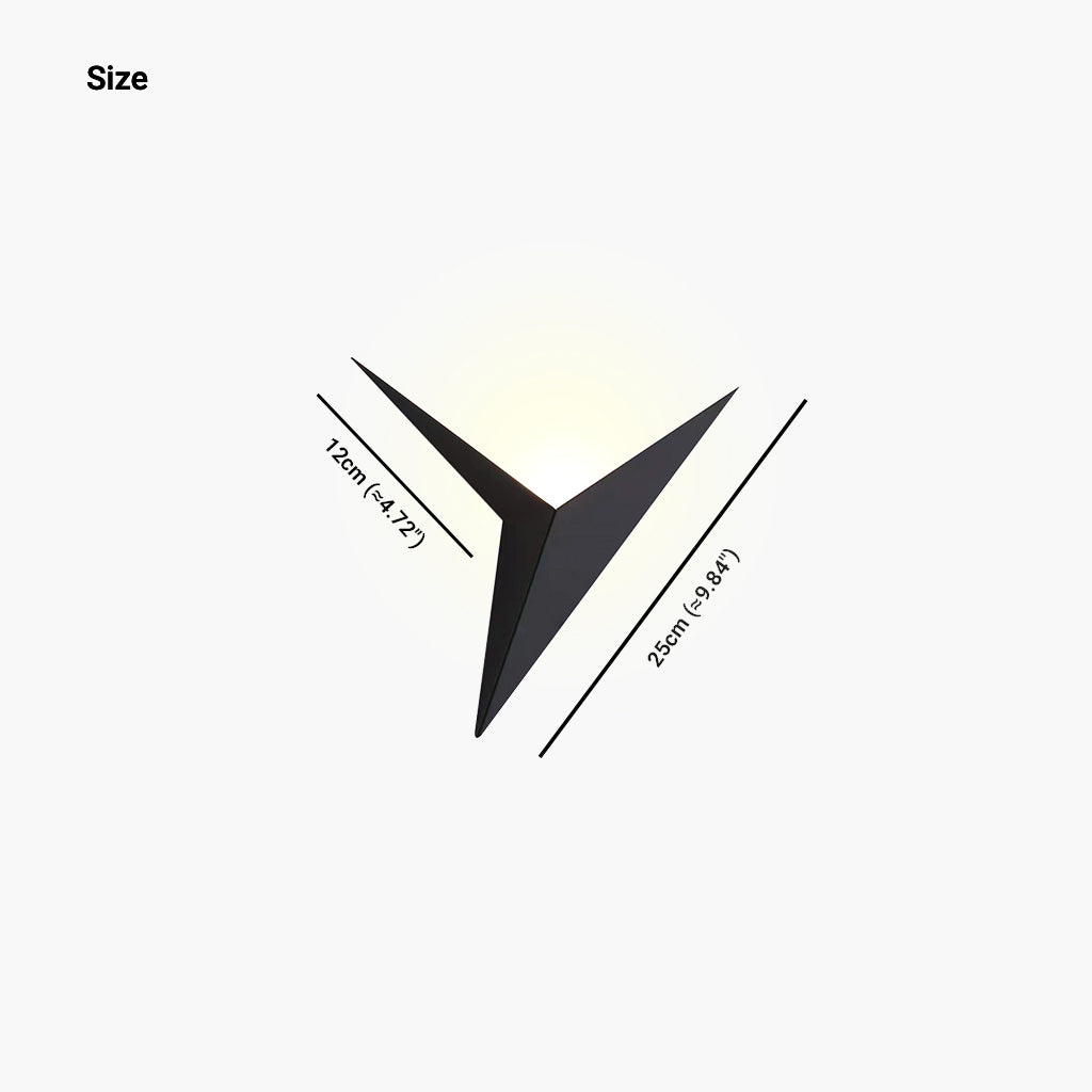 Triangular LED Wall Light, Geometric Metal, Modern Interior, Bedroom, Living Room, 25cm, Minimalist | Sansoti