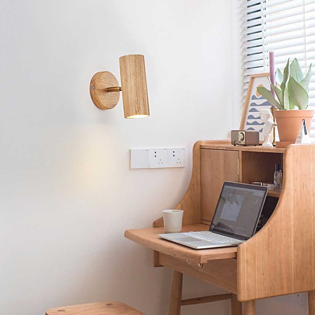 Verstellbarer LED-Schienenstrahler aus Holz für Decke und Wand, natürliches Design, stimmungsvolle Akzentbeleuchtung für Wohnräume | Sansoti