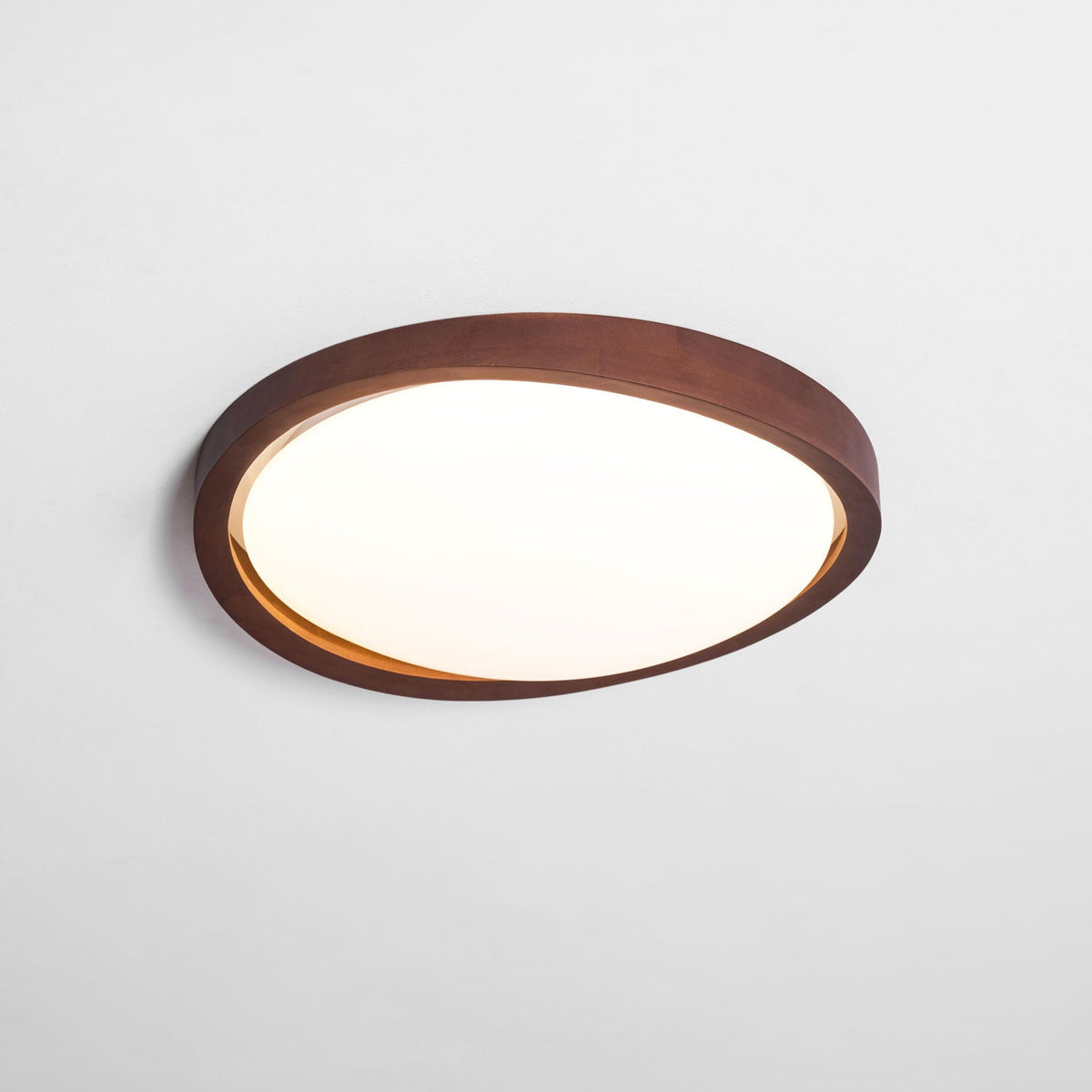Wooden Ceiling Light with Curved Edge – Scandinavian Design with Walnut Finish & Warm Lighting for Living Room Bedroom | Sansoti