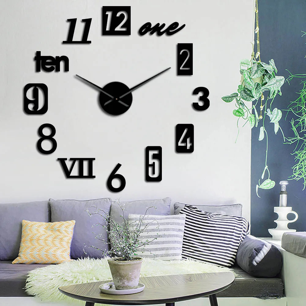 3D Wall Clock with Modern Number Display and Silent Movement — Decorative Time Accent for Living Room, Bedroom or Office in Black, Silver, Gold or Red | Sansoti