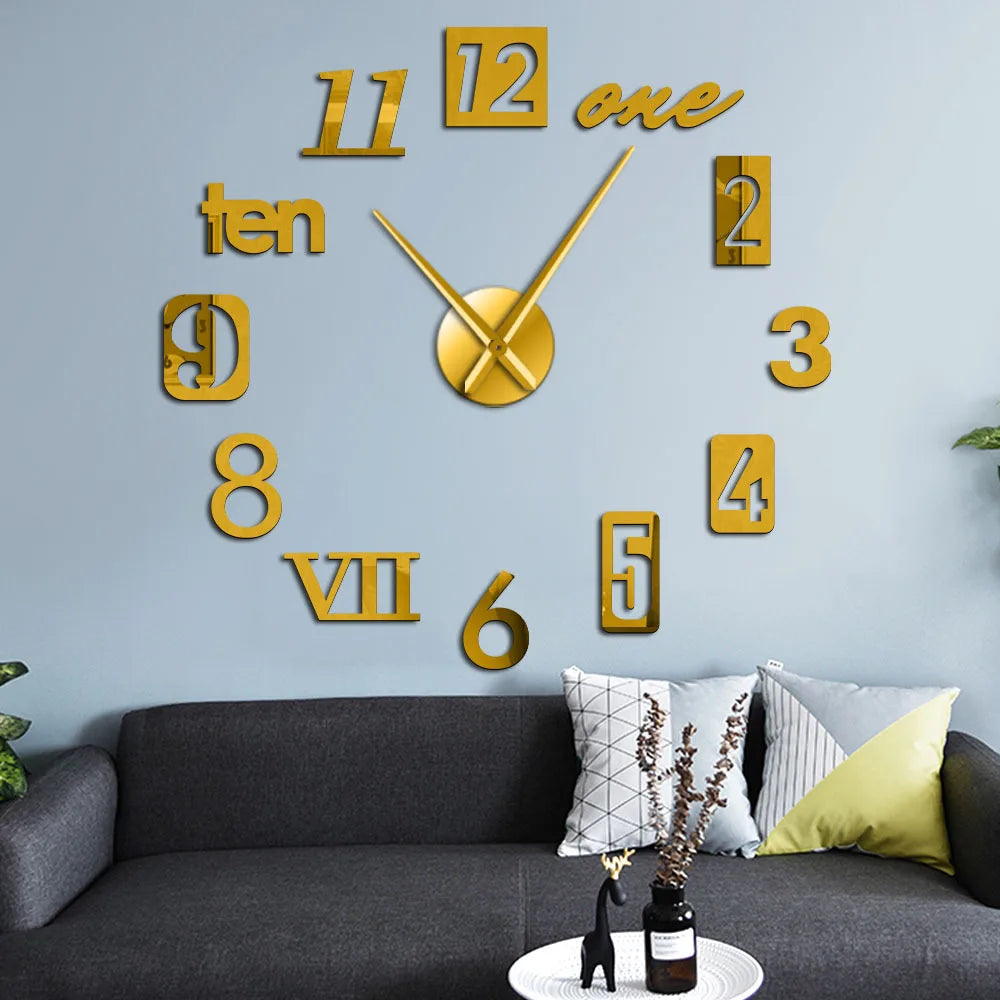 3D Wall Clock with Modern Number Display and Silent Movement — Decorative Time Accent for Living Room, Bedroom or Office in Black, Silver, Gold or Red | Sansoti