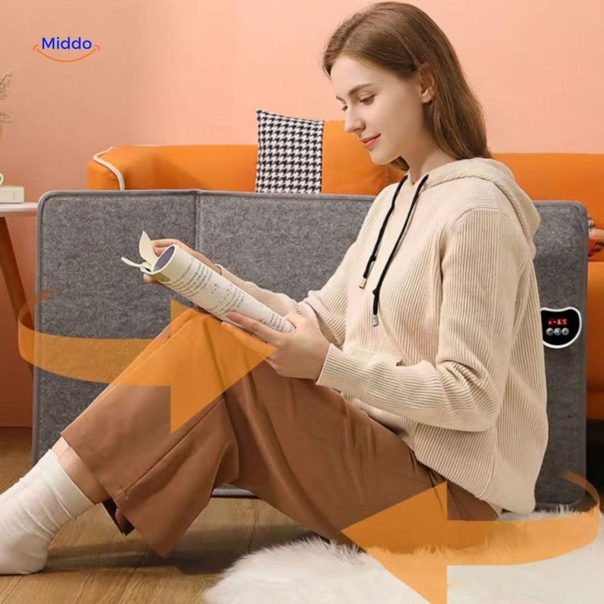 Electric Leg Warmer 3D Heating Cushion 8 Heat Settings Timer Plush Grey Foldable Quiet Office | Sansoti