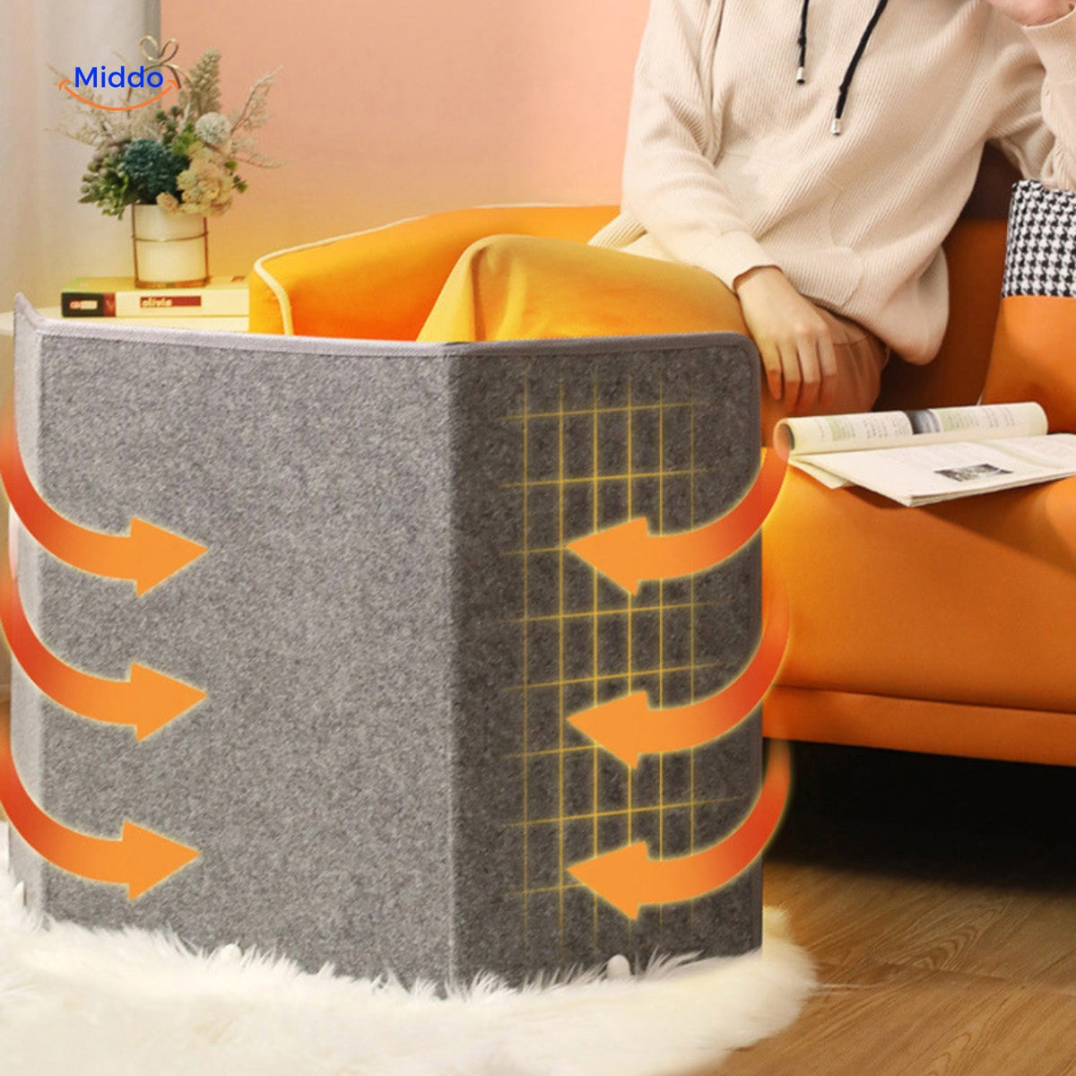Electric Leg Warmer 3D Heating Cushion 8 Heat Settings Timer Plush Grey Foldable Quiet Office | Sansoti