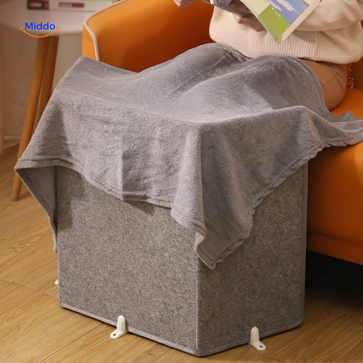 Electric Leg Warmer 3D Heating Cushion 8 Heat Settings Timer Plush Grey Foldable Quiet Office | Sansoti