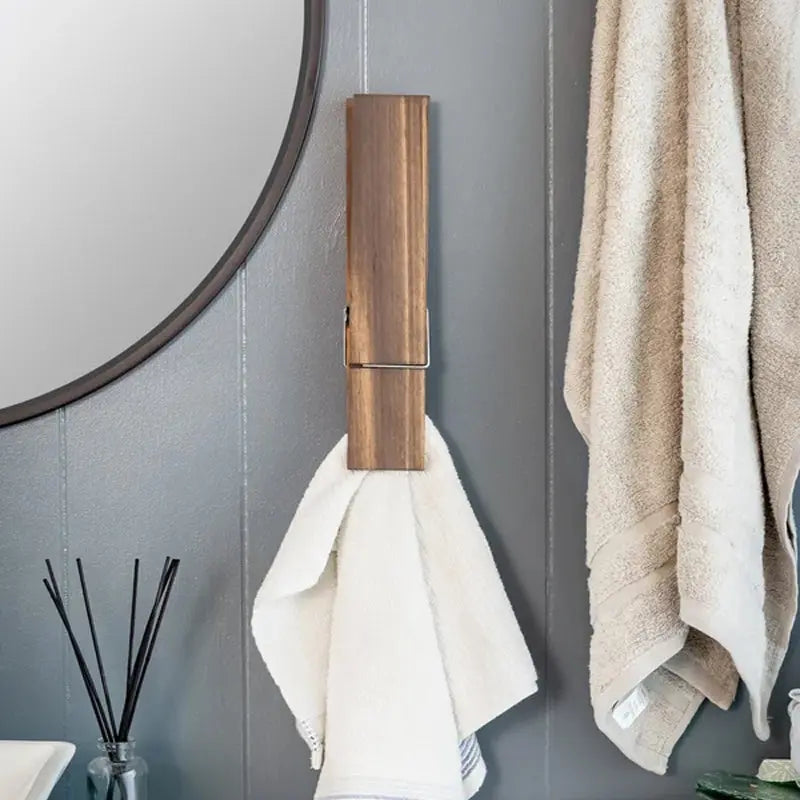 Wandhaken-Klammer aus Holz, Handtuchhalter, Türhaken, natürliches Design für Badezimmer und Kinderzimmer | Sansoti