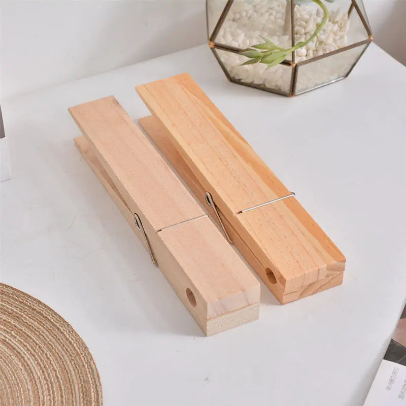 Wall Hook Clip Wood Towel Holder Door Natural Design Bathroom Children's Room | Sansoti
