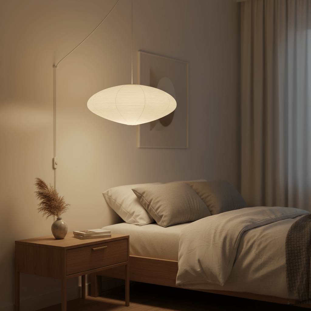 Handgefertigte Washi-Papier-Hängeleuchte – japanisches Design mit E26/E27-Fassung – sanfte Beleuchtung für Wohnzimmer, Schlafzimmer und Esszimmer – inklusive Montagehaken | Sansoti